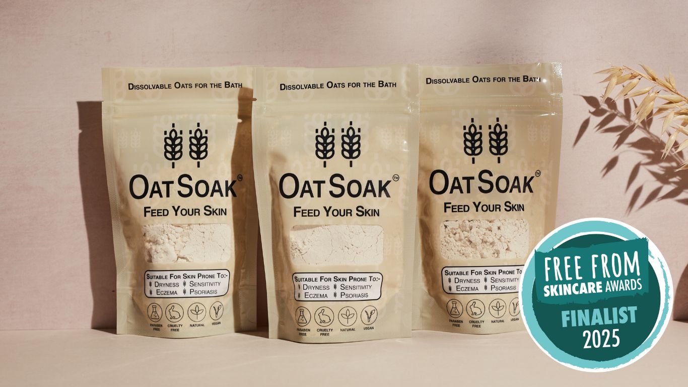 Oatsoak - Oats for the bath. Sooths skin prone to eczema, psoriasis, dryness, sensitivity and chickenpox Finalists in free from skincare awards 2025