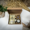 OatSoak Gift Box, Oatsoak Dissolvable oats for bath, Oatsoak Scalp Oil, Oatsoak Intensive Balm and OatSoak Lip balm